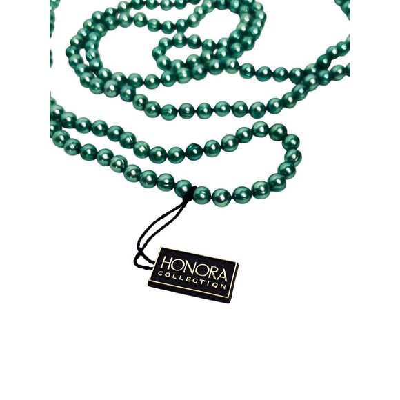 Honora Single Strand Aqua Blue/Green Cultured Pearl Necklace (6293) - Picture 6 of 6